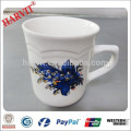 Keramik Großhandel Kaffeetasse Hersteller Traditionelle Blaue Blumen Desgin V Form Günstige Kaffeetasse